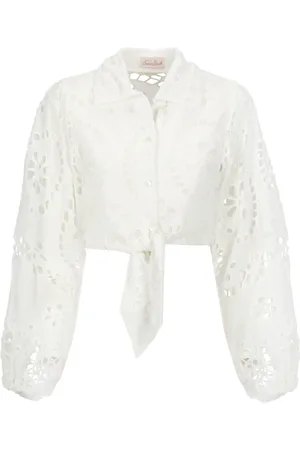 MC2 SAINT BARTH Femme, Blouses et Chemises, Blanc, Taille: 36 FR Chemise Blanche en Coton avec Détails Découpés