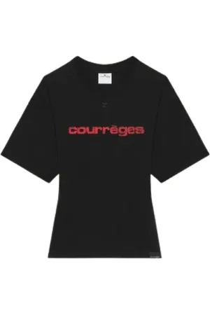 Courrèges Femme, Tops, Noir, Taille: 40 FR T-shirt Imprimé Ajusté Noir