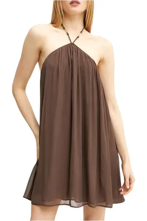 Patrizia Pepe Femme, Robes, Brun, Taille: 40 FR Mini Robe Marron avec Détail Dos Nu