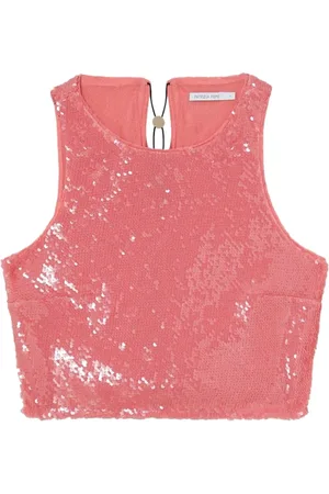 Patrizia Pepe Femme, Tops, Rose, Taille: 42 FR Haut en Tulle à Paillettes Glamour