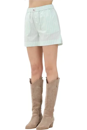 Calvin Klein Femme, Shorts, Vert, Taille: 36 FR Shorts à Rayures Vert Menthe