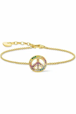 Thomas Sabo Femme, Accessoires, Jaune, Taille: ONE Size Bracelet Signe de Paix Multicolore A2071-996-7-L19V