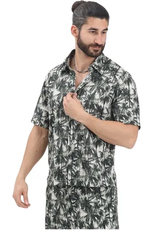 Armani Exchange Homme, Chemises, Multicolore, Taille: M Chemise à manches courtes à imprimé tropical de palmiers