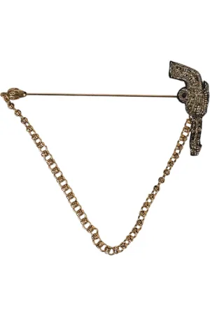 Dolce & Gabbana Homme, Accessoires, Noir, Taille: ONE Size Broche Revolver Noire et Or Épingle Revers