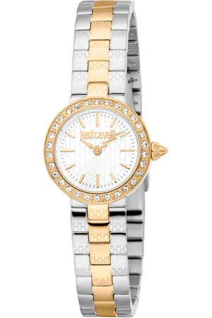 Roberto Cavalli Femme, Accessoires, Jaune, Taille: ONE Size Élégante Montre Analogique en Acier Quartz