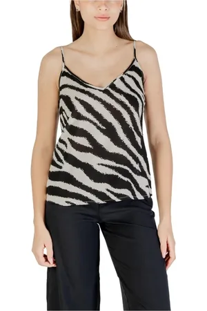 VERO MODA Femme, Tops, Multicolore, Taille: 40 FR Haut noir à col en V avec bretelles en viscose