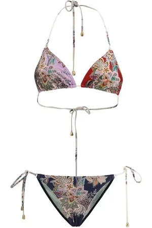 ZIMMERMANN Femme, Maillots de bain, Multicolore, Taille: 38 FR Maillot de Bain avec Motif Paisley et Liens Ajustables