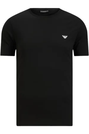 Emporio Armani Homme, Tops, Noir, Taille: 2XL T-shirt en coton avec logo frontal