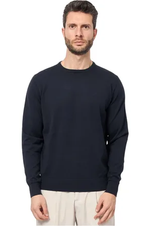 Bugatti Homme, Pulls, Bleu, Taille: L Pull Bleu avec Logo Brodé