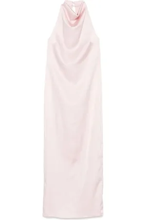 ROTATE Femme, Robes, Rose, Taille: 38 FR Robe Longue Rose en Satin Halterneck