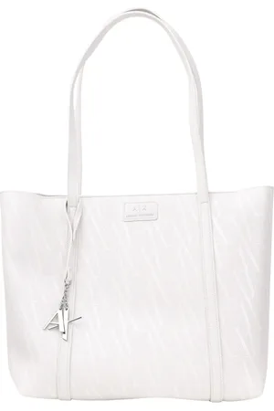 Armani Exchange Femme, Sacs, Blanc, Taille: ONE Size Sac Shopper blanc avec logo monogramme