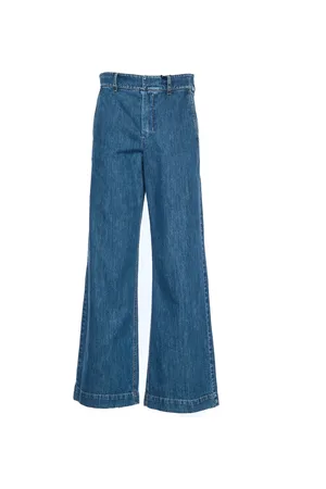 Max Mara Femme, Jeans, Bleu, Taille: 42 FR Pantalon Large en Denim Indigo