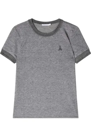 Patrizia Pepe Femme, Tops, Gris, Taille: 38 FR Pull Chic Gris avec Logo en Strass