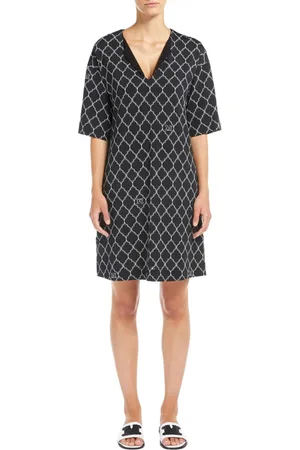 Max Mara Femme, Robes, Noir, Taille: 42 FR Élégante Robe Midi Noire avec Col en V