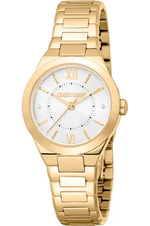 Roberto Cavalli Femme, Accessoires, Jaune, Taille: ONE Size Montre analogique à quartz en acier inoxydable