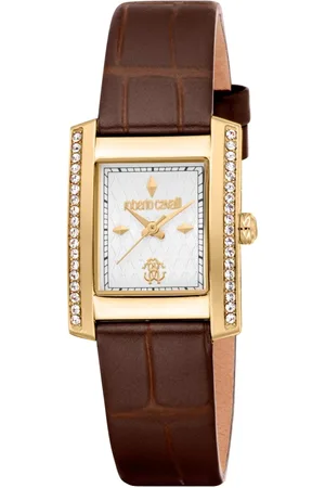 Roberto Cavalli Femme, Accessoires, Brun, Taille: ONE Size Montre Analogique Classique avec Bracelet en Cuir