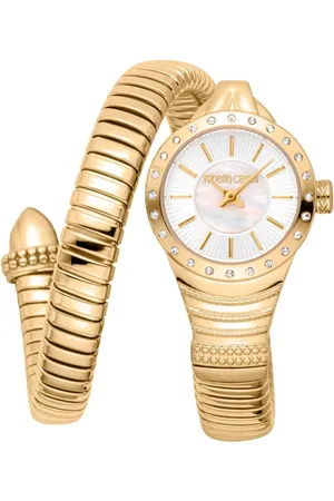 Roberto Cavalli Femme, Accessoires, Jaune, Taille: ONE Size Montre Analogique Minimaliste en Acier Inoxydable