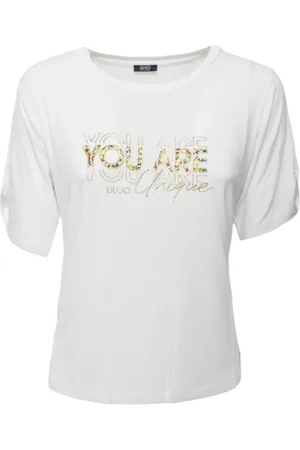 Liu Jo Femme, Tops, Blanc, Taille: 36 FR T-shirt en viscose à col rond