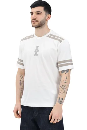 Armani Exchange Homme, Tops, Blanc, Taille: 2XL T-shirt beige avec détails sportifs