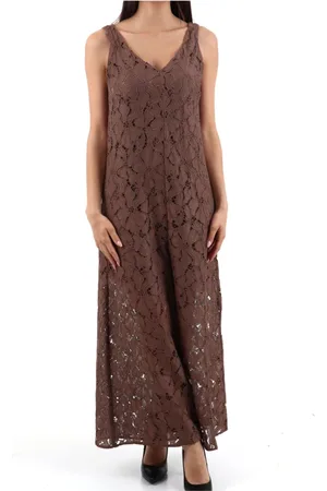 MARELLA Femme, Robes, Brun, Taille: 36 FR Combinaison en Dentelle Brodée avec Pantalon Large