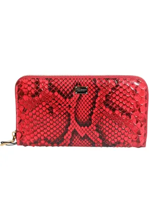Dolce & Gabbana Femme, Accessoires, Rouge, Taille: ONE Size Portefeuille Rouge en Python à Fermeture Éclair