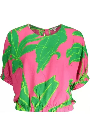 Desigual Femme, Blouses et Chemises, Multicolore, Taille: 38 FR Chemisier rose chic en viscose avec détails contrastés