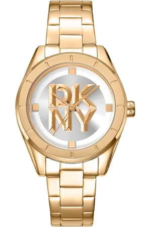 DKNY Femme, Accessoires, Jaune, Taille: ONE Size Élégante montre analogique femme bracelet acier