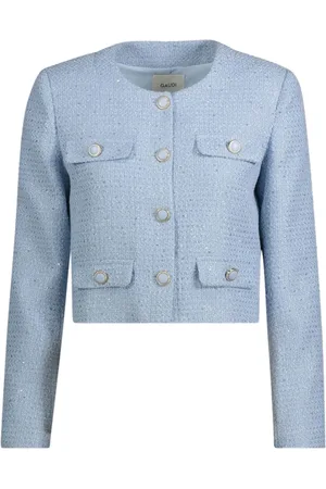 Gaudi Femme, Vestes, Bleu, Taille: 38 FR Veste Courte Bouclé à Paillettes
