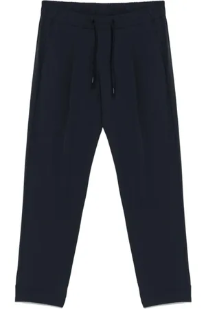 HERNO Femme, Pantalons, Bleu, Taille: 40 FR Pantalon Bleu Marine avec Logo Appliqué