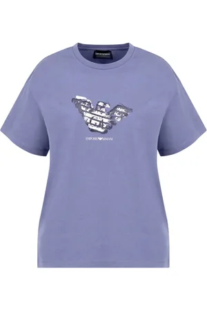 Emporio Armani Femme, Tops, Bleu, Taille: 38 FR Mélange Tissu Coton Polyester