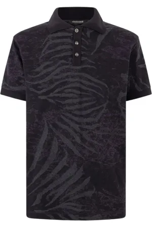 Roberto Cavalli Homme, Tops, Noir, Taille: M Polo à imprimé animalier