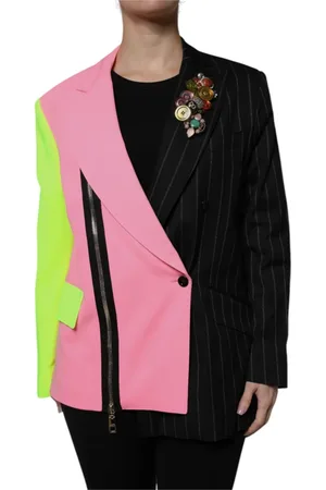 Dolce & Gabbana Femme, Vestes, Multicolore, Taille: 36 FR Patchwork Embellished Coat Jacket
