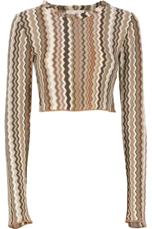 MC2 SAINT BARTH Femme, Pulls, Multicolore, Taille: 42 FR Haut Marron à Motif Chevron Col Rond