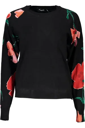 Desigual Femme, Pulls, Noir, Taille: 38 FR Haut noir à manches longues pour femme