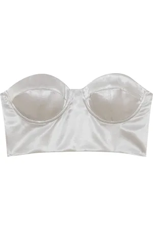 Patrizia Pepe Femme, Tops, Gris, Taille: 38 FR Top Bustier en Satin avec Fermeture Éclair Métallique