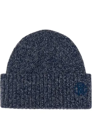 Roberto Cavalli Unisex, Accessoires, Bleu, Taille: ONE Size Bonnet Beanie Monogramme en Mélange de Cachemire
