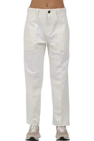 Circolo Femme, Pantalons, Blanc, Taille: 38 FR Pantalon fatigue avec poches en molleton