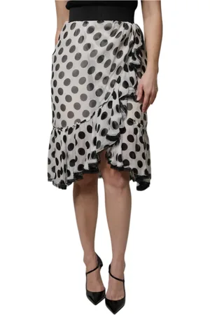 Dolce & Gabbana Femme, Jupes, Blanc, Taille: 40 FR Jupe à Pois Longueur Genou