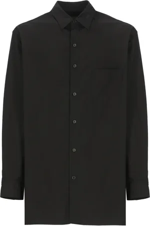 YOHJI YAMAMOTO Homme, Chemises, Noir, Taille: S Chemise Noire en Coton Col Rond Manches Longues