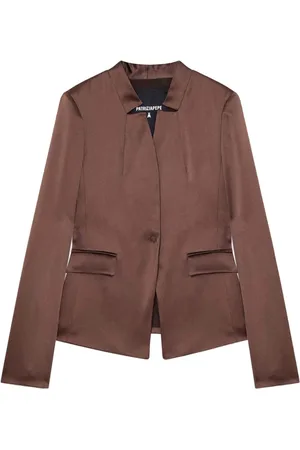 Patrizia Pepe Femme, Vestes, Brun, Taille: 36 FR Veste ajustée en satin marron avec détails exclusifs