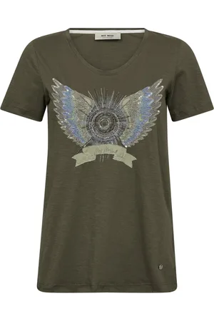 Mos Mosh Femme, Tops, Vert, Taille: 38 FR Tee Top Tortue de Mer avec Motif en Perles