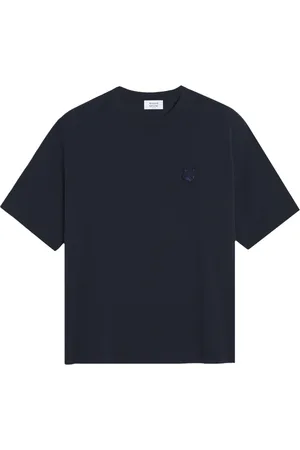Maison Kitsuné Homme, Tops, Bleu, Taille: XL T-shirt Bleu avec Tête de Renard