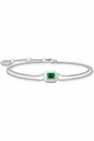 Thomas Sabo Femme, Accessoires, Gris, Taille: ONE Size Bracelet avec pierre verte