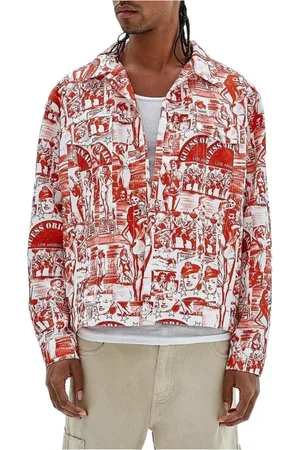 Guess Homme, Vestes, Rouge, Taille: M Veste Casual Bi-Color avec Logo