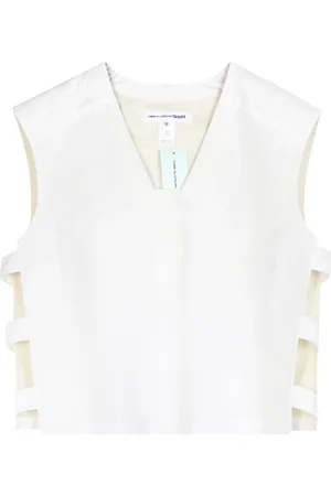 Comme des Garçons Homme, Tops, Blanc, Taille: S Gilet Blanc Sans Manches Col en V