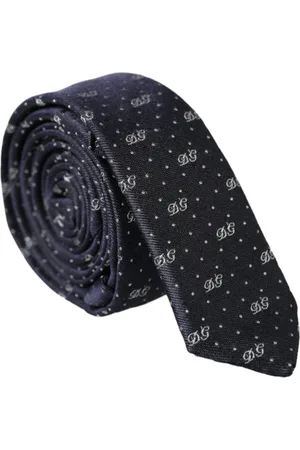 Dolce & Gabbana Homme, Accessoires, Bleu, Taille: ONE Size Cravate en Soie Bleue avec Logo DG