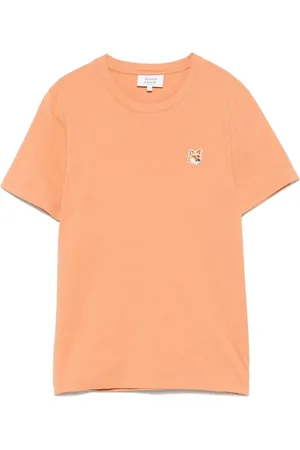 Maison Kitsuné Femme, Tops, , Taille: 38 FR Beige Crew Neck Short Sleeves T-shirt