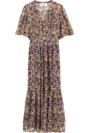 Bash Femme, Robes, Multicolore, Taille: 40 FR Robe Maxi Bohème avec Décolleté Croisé