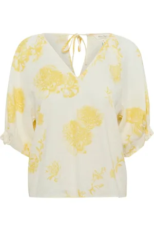 Part Two Femme, Blouses et Chemises, Multicolore, Taille: 36 FR Chemisier Jaune Imprimé Fleurs Éblouissant