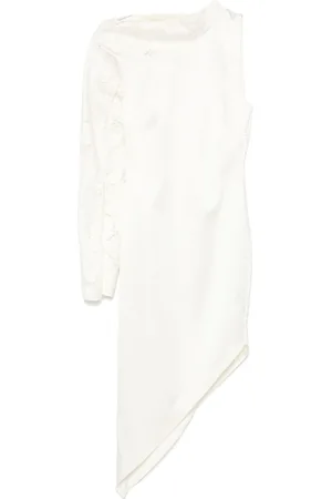 GENNY Femme, Robes, Blanc, Taille: 36 FR Robe brodée à manche unique fleurie